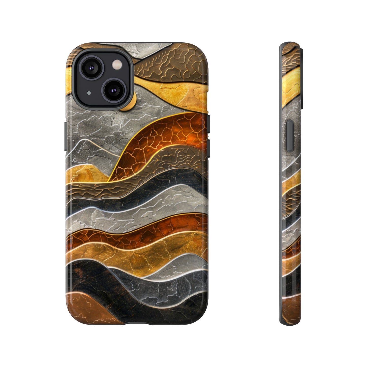 Abstract Gold and Silver Mountain Design Phone Case