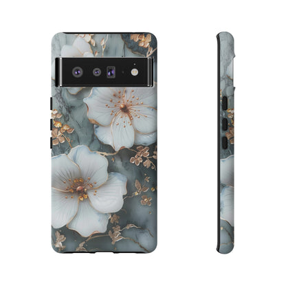 White Flower on Marble Stone  Phone Case