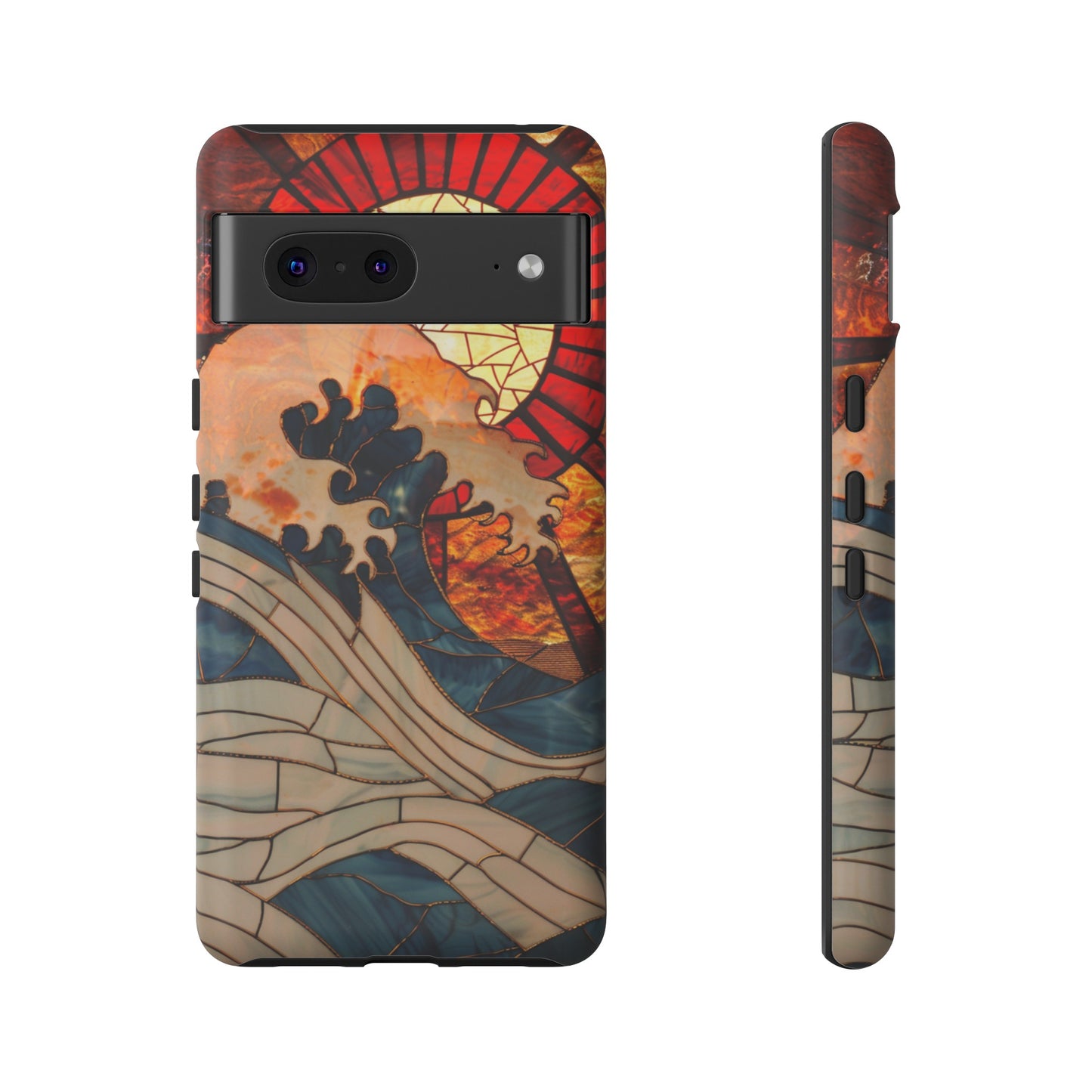 Japanese Rising Sun Phone Case Stained Glass Ocean Wave