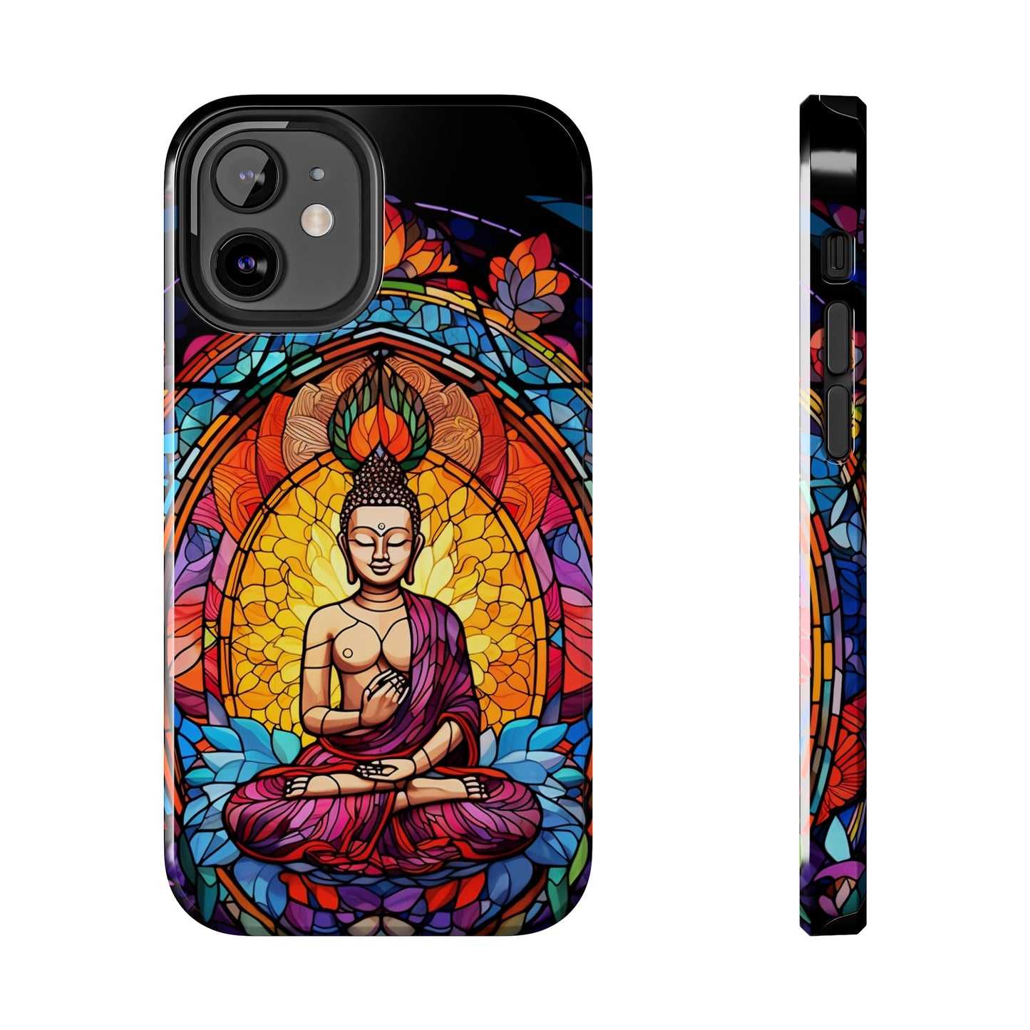 Stained Glass Magic iPhone Case: Psychedelic Tibet Buddha Mandala | iPhone 13 Case Mystical Tibetan Artistry