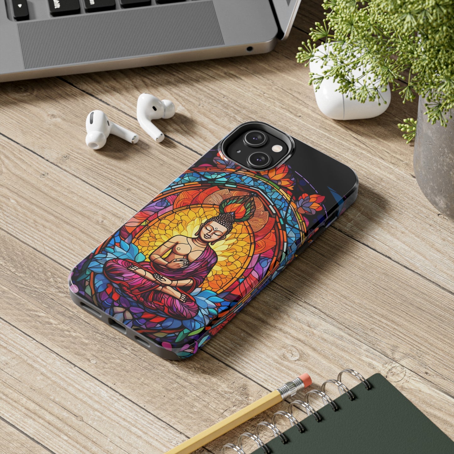 Stained Glass Magic iPhone Case: Psychedelic Tibet Buddha Mandala | iPhone 13 Case Mystical Tibetan Artistry