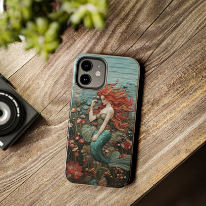 Siren's Song: Mermaid Elegance Apple Phone Case | Embroidery-Inspired iPhone Case