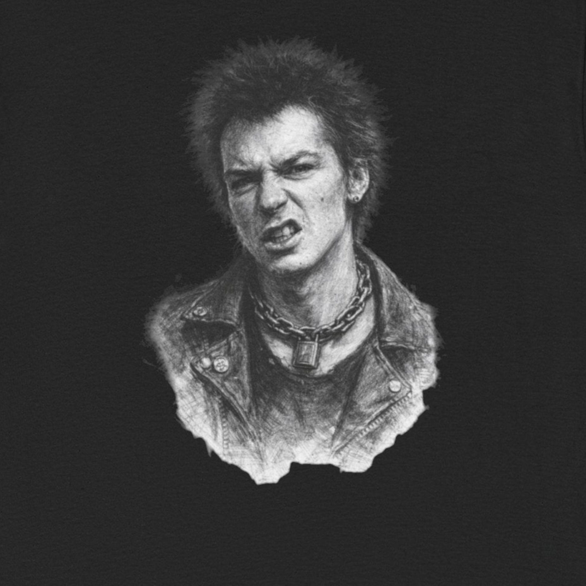 Anarchist punk icon t-shirt with retro rebel rock graphic design