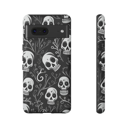 Join the Goth Side: Black Skull Floral Print | Mystical Elegance Case for iPhone, Samsung Galaxy, and Google Pixel