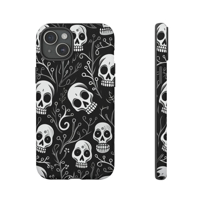 Join the Goth Side: Black Skull Floral Print | Mystical Elegance Case for iPhone, Samsung Galaxy, and Google Pixel