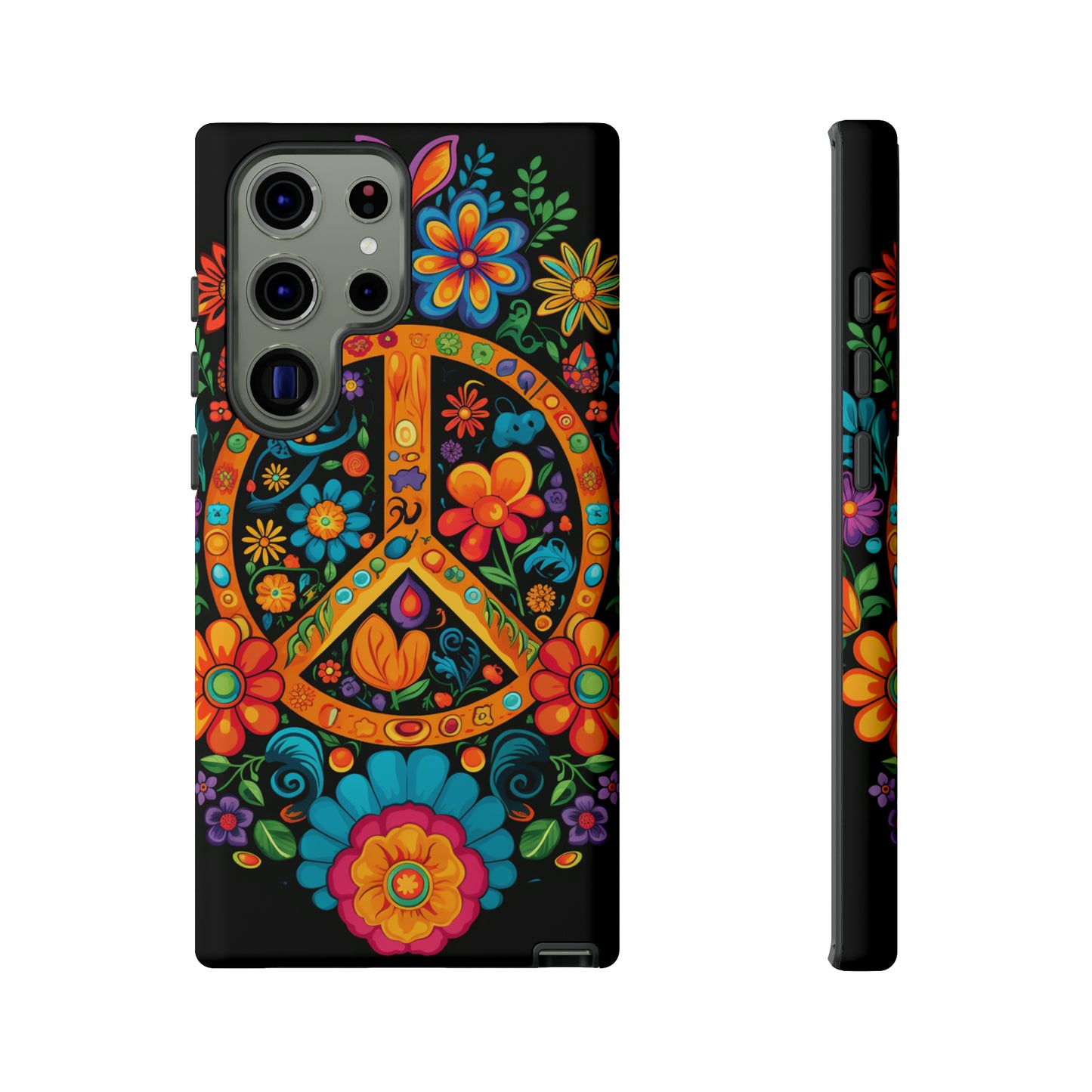 Peace Sign Embroidery Floral Hippie Style Phone Case