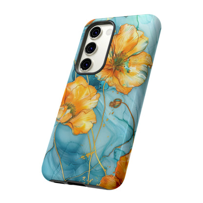 Gold Poppies Color Splash Floral Design Phone Case