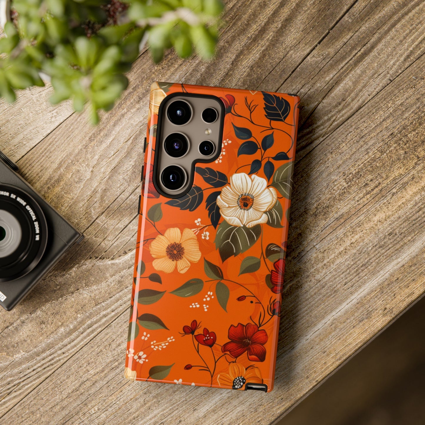 Orange Floral Phone Tough Case