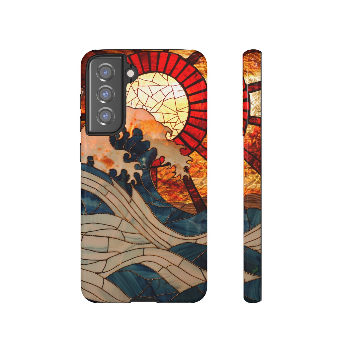 Japanese Rising Sun Phone Case Stained Glass Ocean Wave