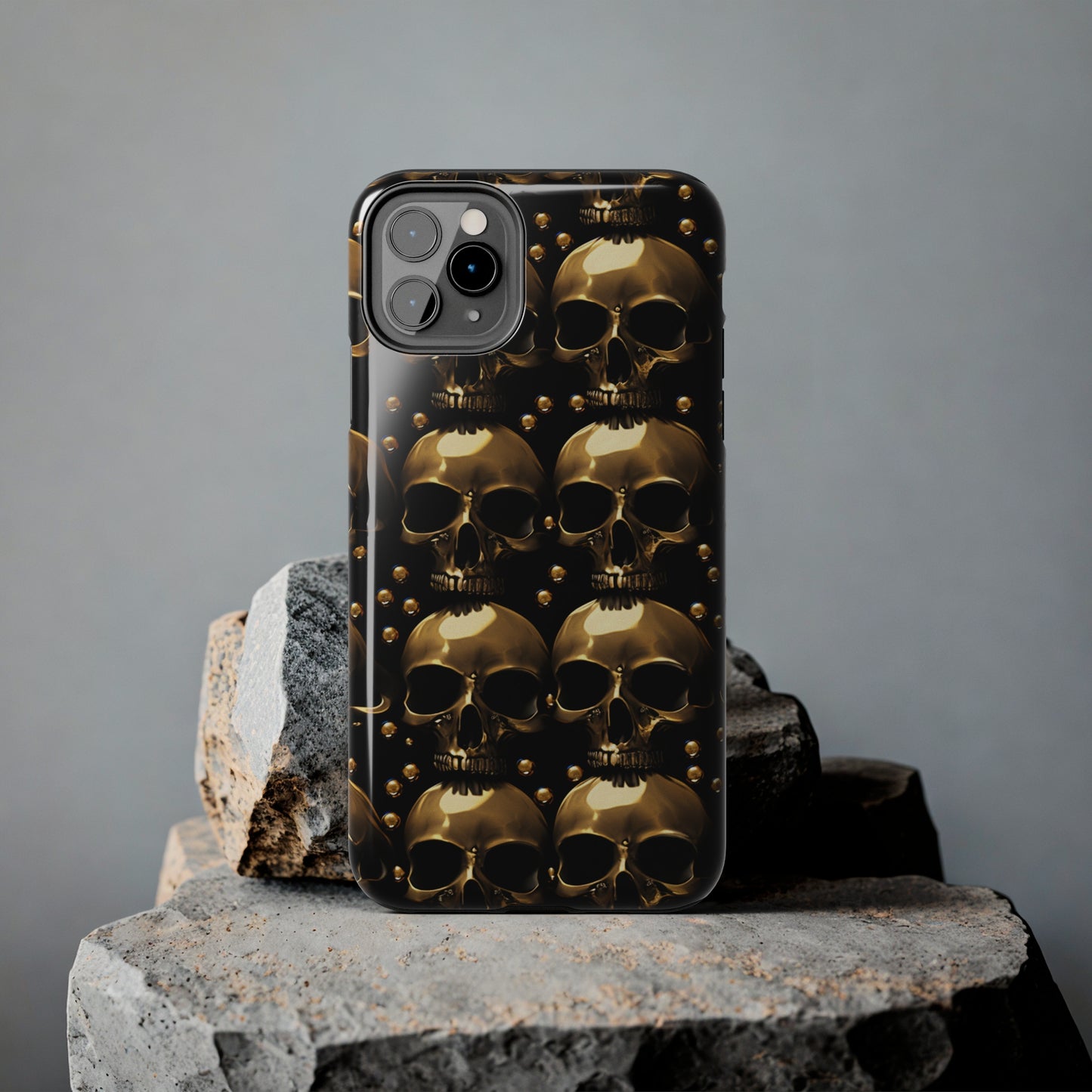 iPhone Case Golden Enigma: Where Goth Meets Glamour | Gold Skulls iPhone Tough Case