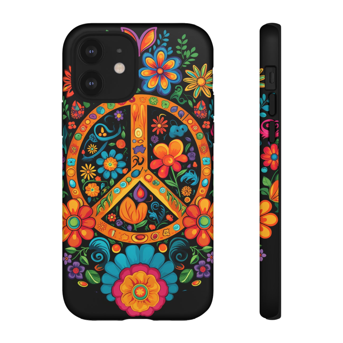 Peace Sign Embroidery Floral Hippie Style Phone Case