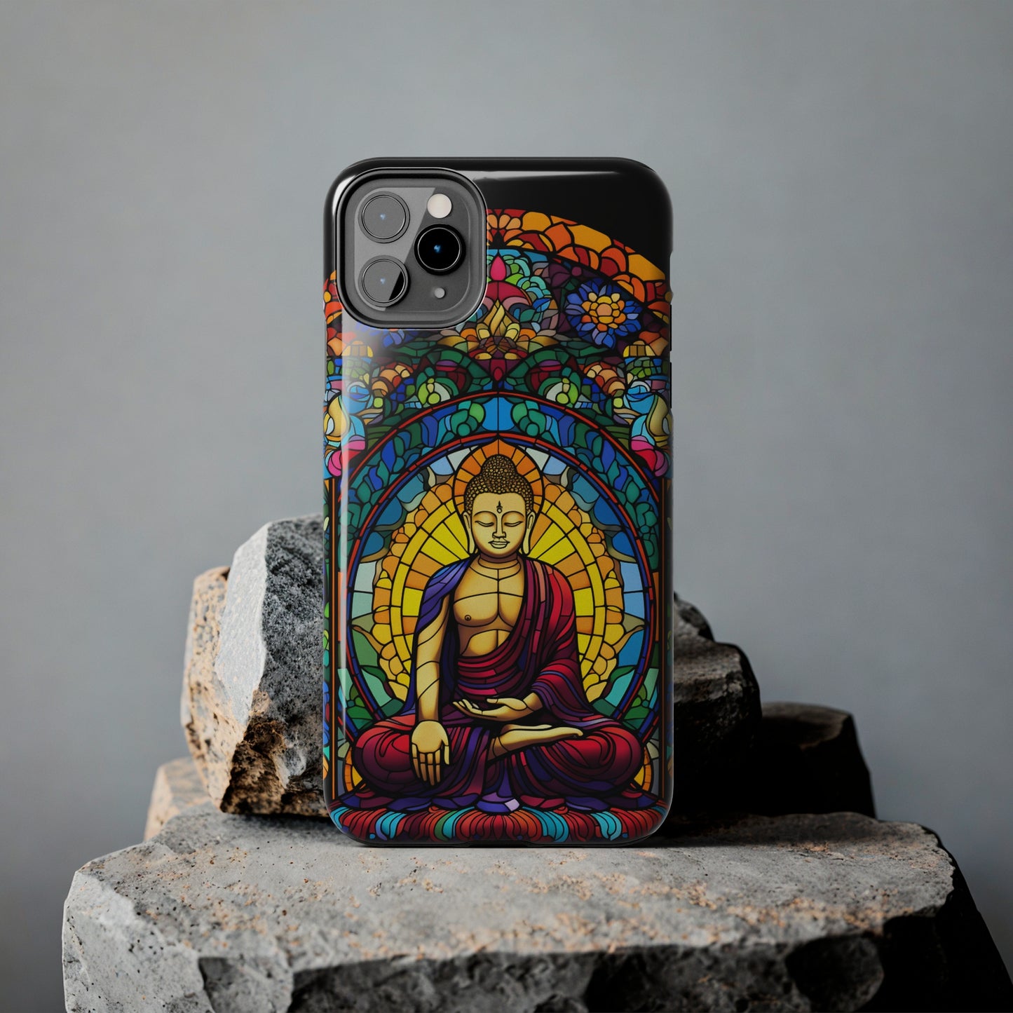 Stained Glass Magic: Psychedelic Tibet Buddha Mandala