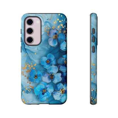 Forget Me Nots Gold Color Splash Floral Design Phone Case