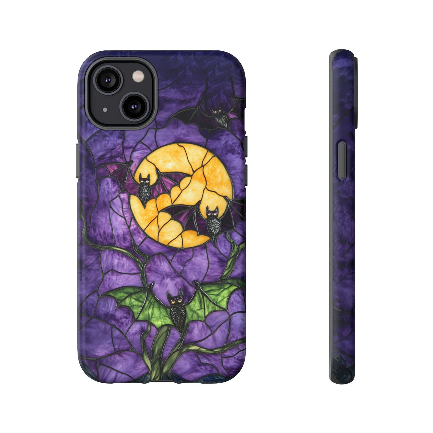 Full Moon Stained Glass Style Halloween Bats Phone Case