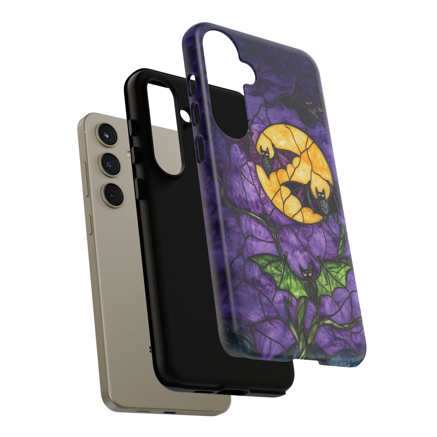 Full Moon Stained Glass Style Halloween Bats Phone Case