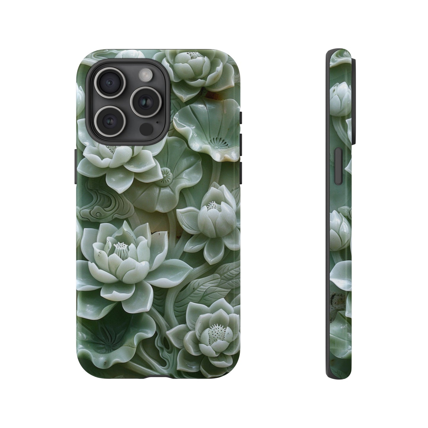 Green Jade Lotus Floral Art Phone Case