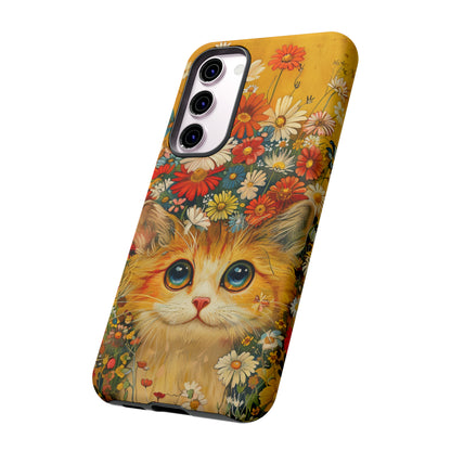 Cute Cat in Floral Garden Phone Case