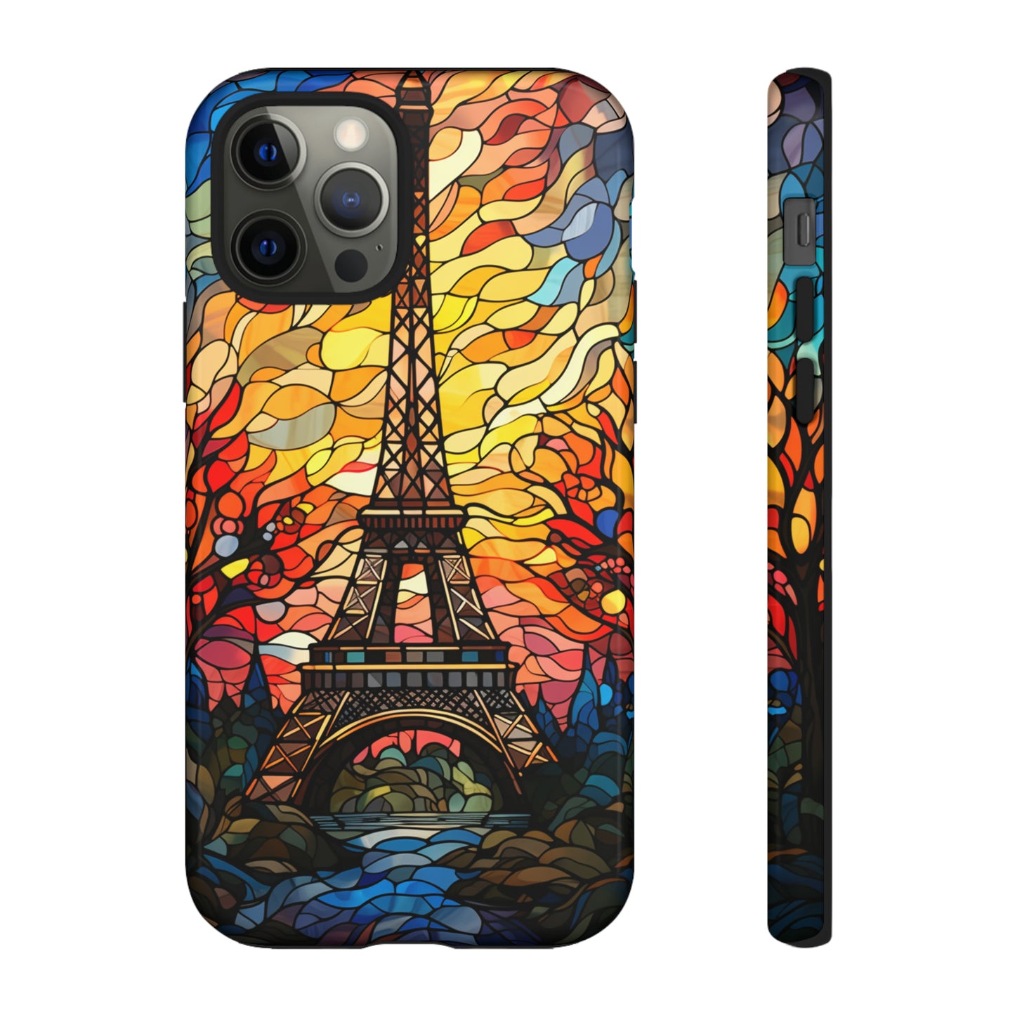 Parisian Elegance: Stained Glass Eiffel Tower | Artistic Flair iPhone Case for iPhone Models 11 through 14 Pro Max, Samsung Galaxy, and Google Pixel