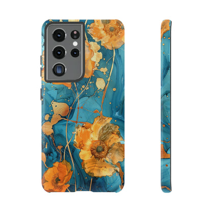 Gold Poppies Color Splash Floral Design Phone Case