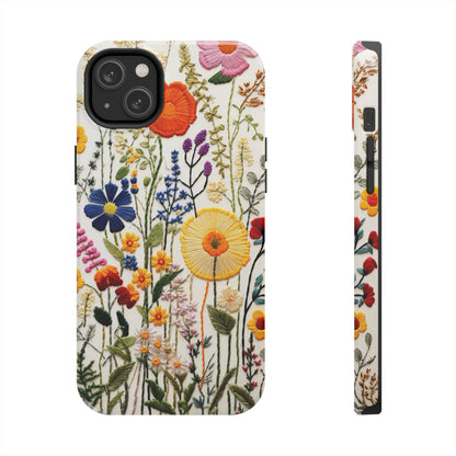 Wildflowers Floral Embroidery iPhone Case