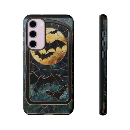 Halloween Phone Case Bats Stained Glass Style Spooky Moon Phone Cover