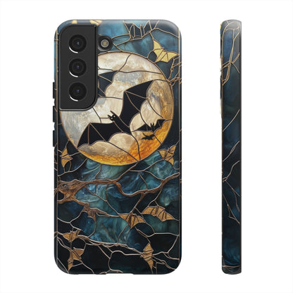 Halloween Phone Case Bats Stained Glass Style Spooky Moon Phone Cover