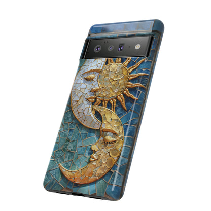 Boho Sun and Moon Mosaic Tile Stained Glass Phone Case