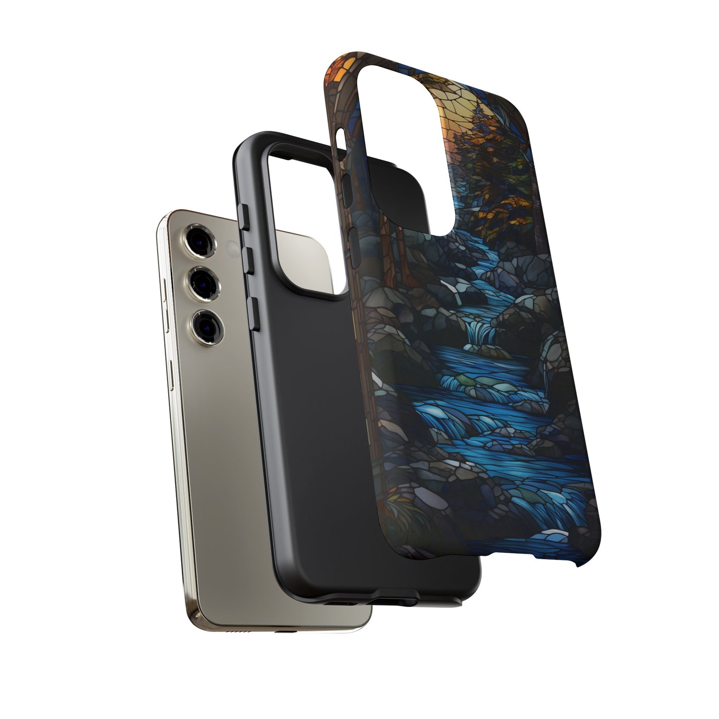 Stained Glass Stone Bridge and River Art Phone Case