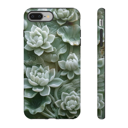 Green Jade Lotus Floral Art Phone Case