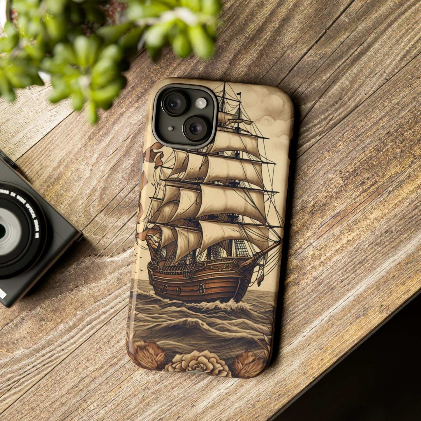 Vintage Tattoo Style Pirate Ship Phone Case