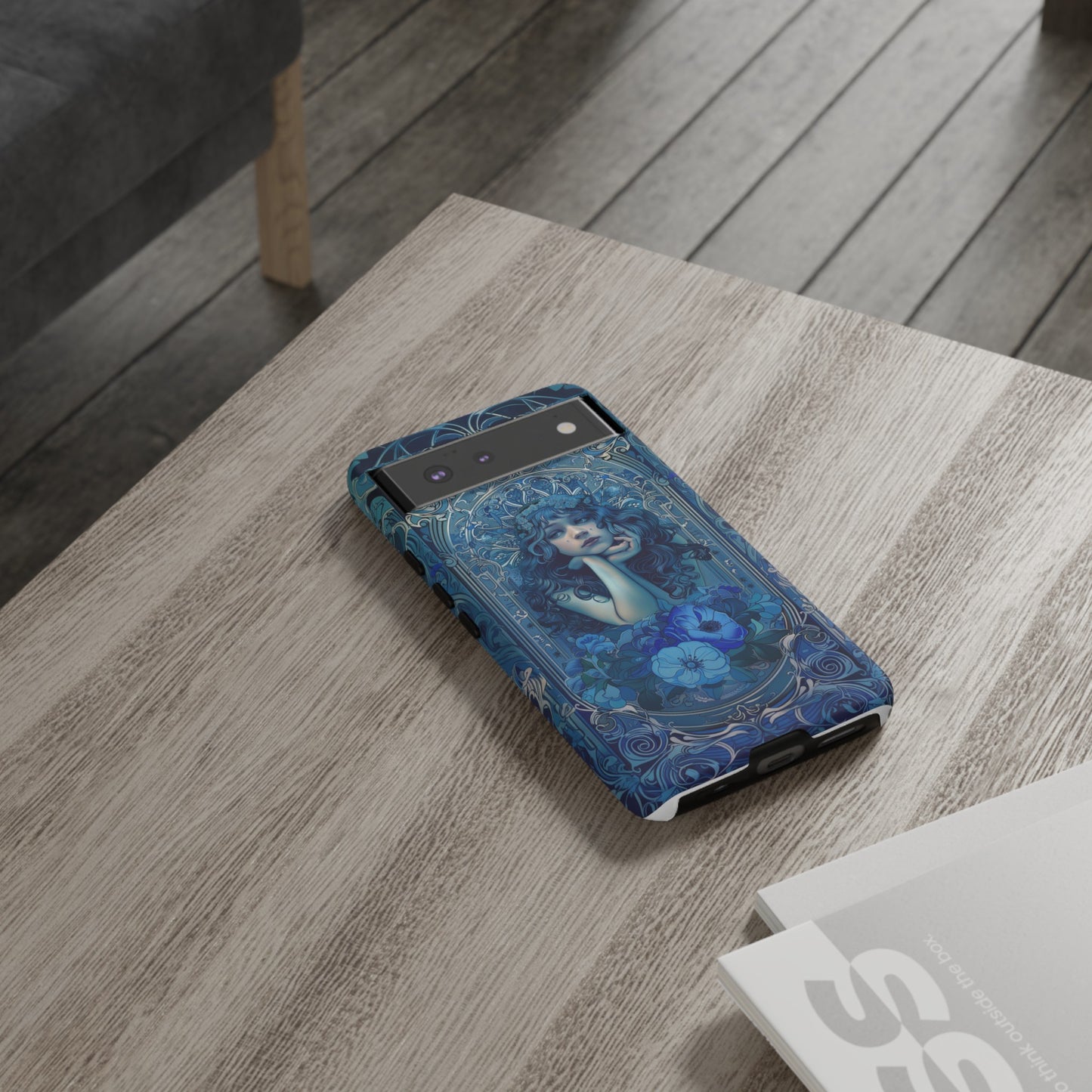 Blue Floral Art Nouveau Style Phone Case