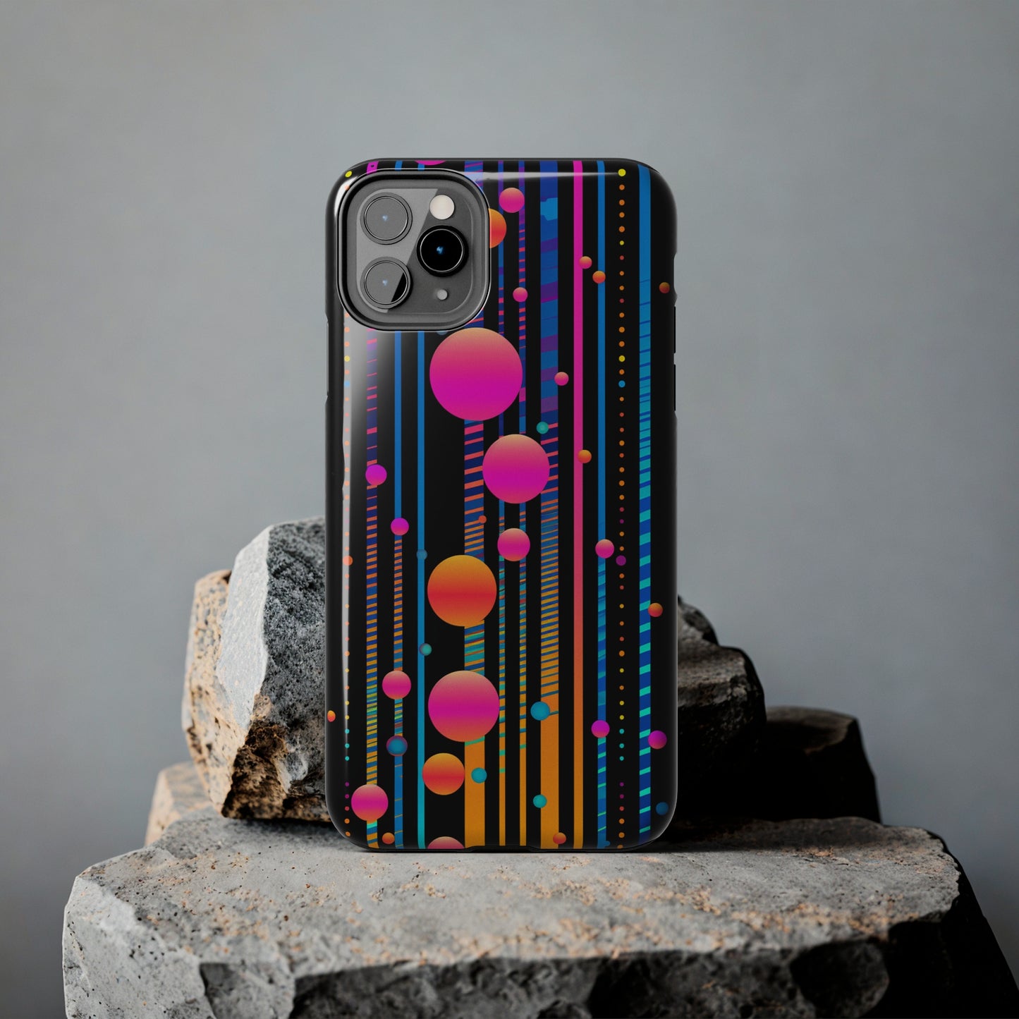 Experience a Blast from the Past: Retro Psychedelic Bubbles Tough Case for Apple iPhone Models