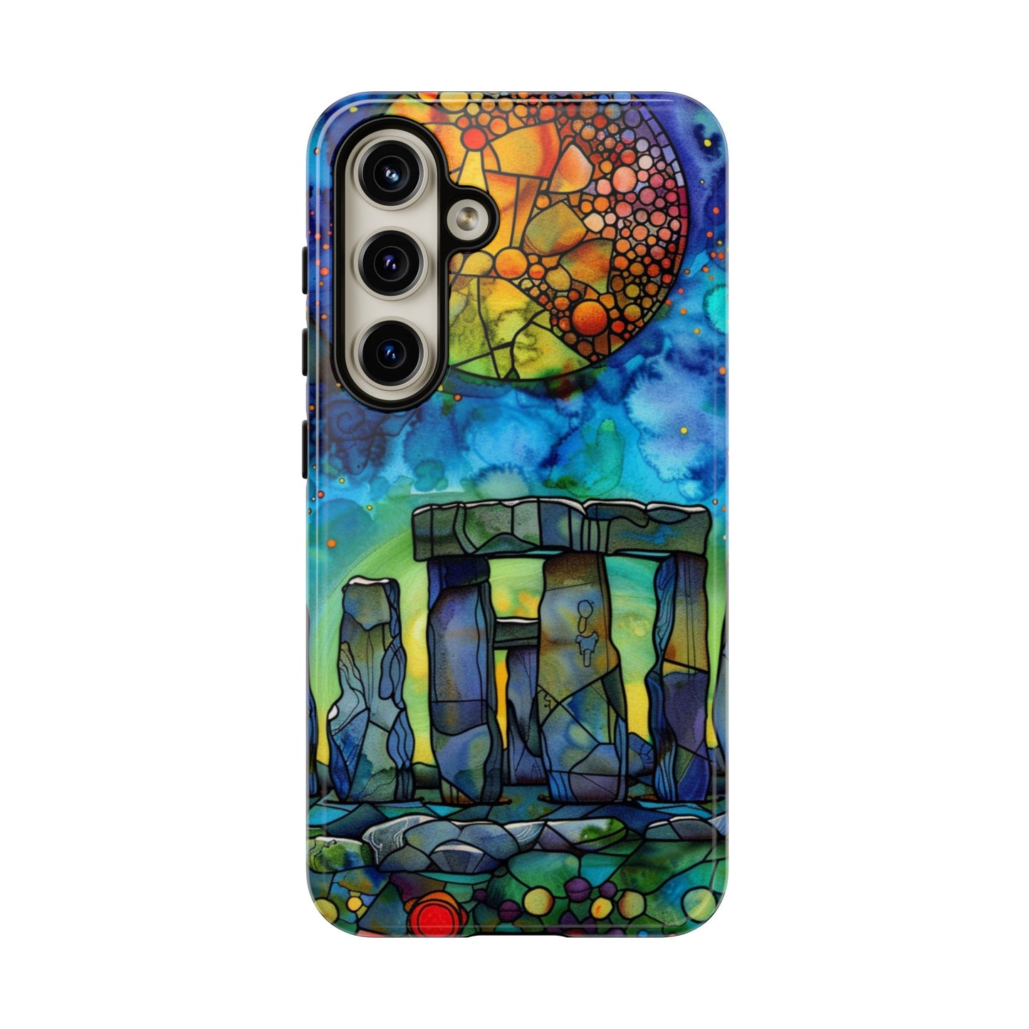 Stonehenge Neolithic Full Moon Stained Glass Watercolor Phone Cover