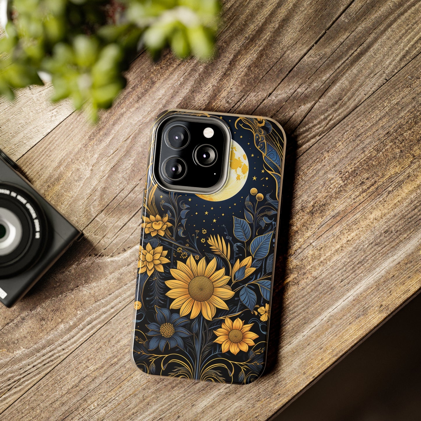 Starry Night Boho Meets Cottagecore: Floral Sun, Moon & Stars iPhone Case