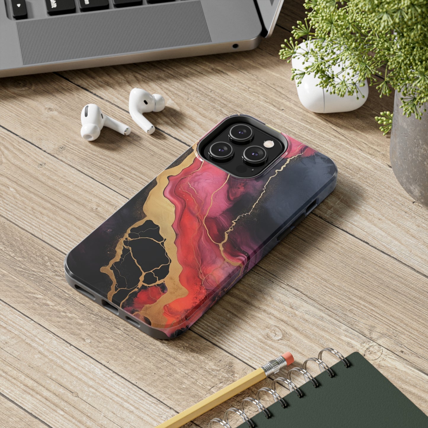 Marbled Dark Lava flow Phone Case | Embrace the Mesmerizing Multicolor Art