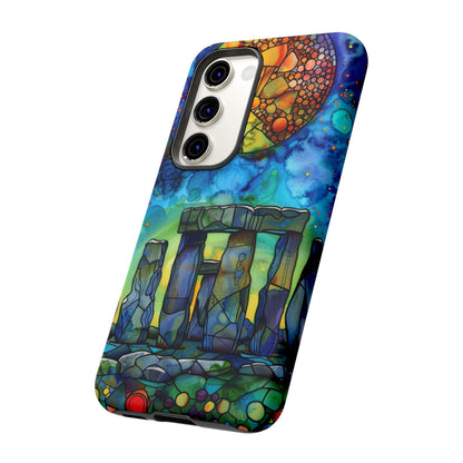 Stonehenge Neolithic Full Moon Stained Glass Watercolor Phone Cover