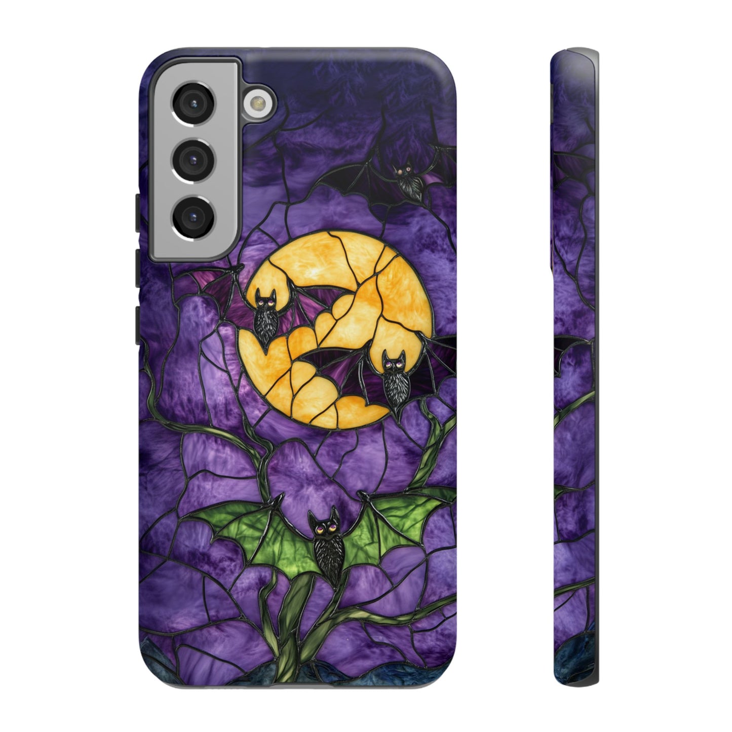 Full Moon Stained Glass Style Halloween Bats Phone Case