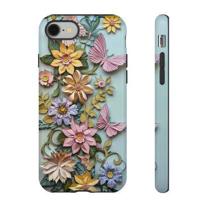 Pastel Pink Butterflies and Flowers iPhone Case