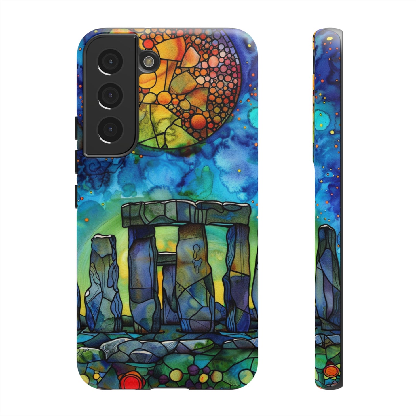 Stonehenge Neolithic Full Moon Stained Glass Watercolor Phone Cover