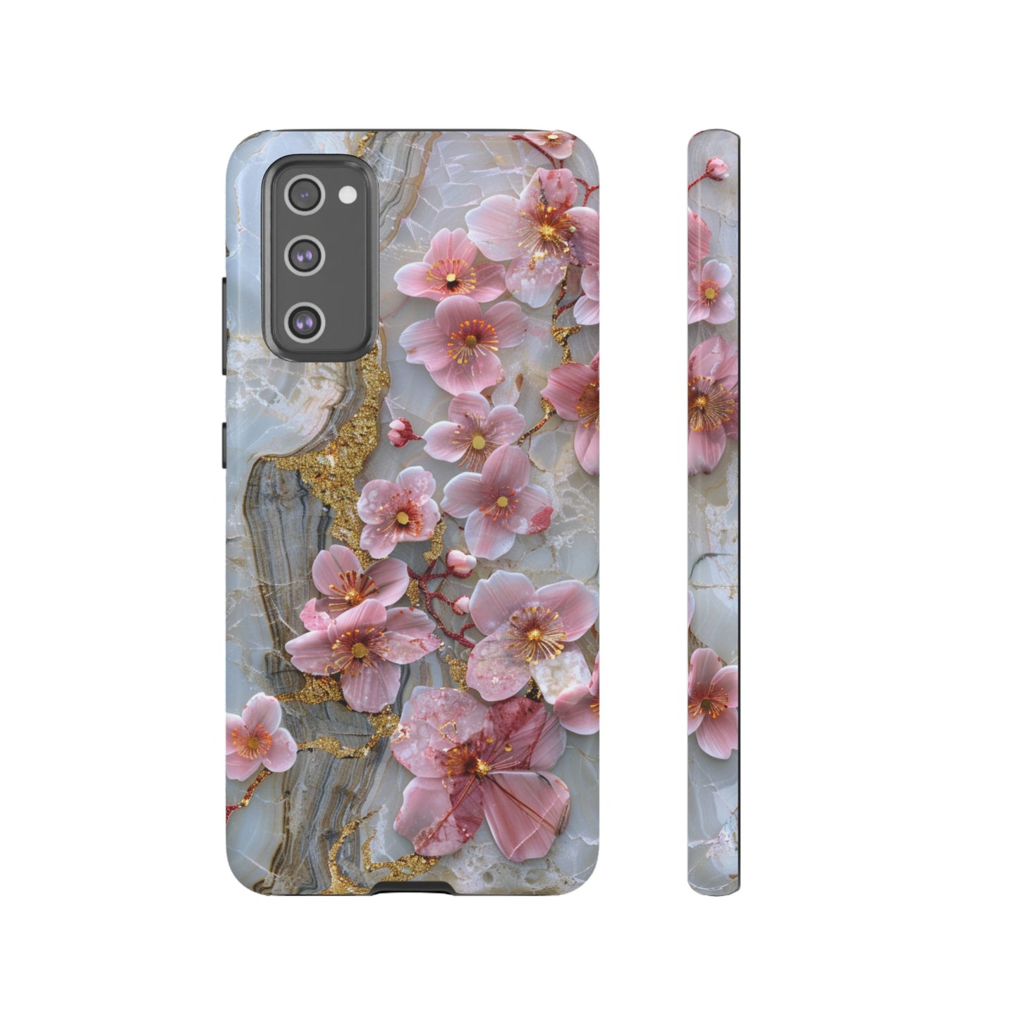 Pink Forget Me Nots Gold Floral Phone Case