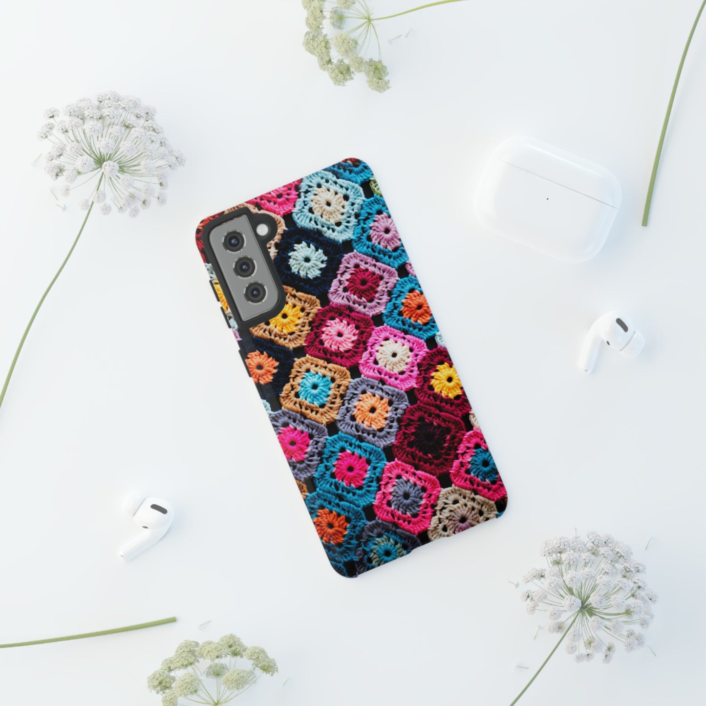 Vintage Floral Crochet Blanket Knit Look Phone Case