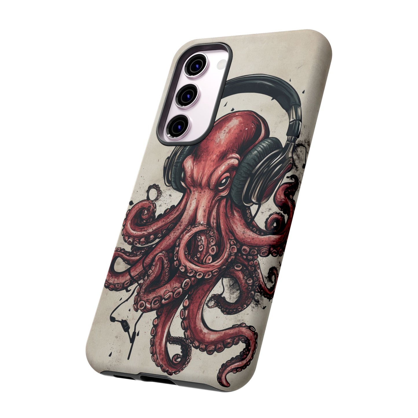 Retro Style Japanese Octopus Listening to Headphones Phone Cover