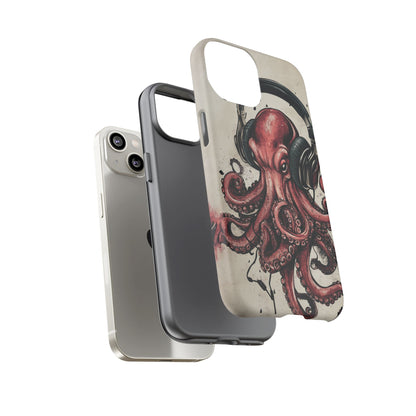 Retro Style Japanese Octopus Listening to Headphones Phone Cover