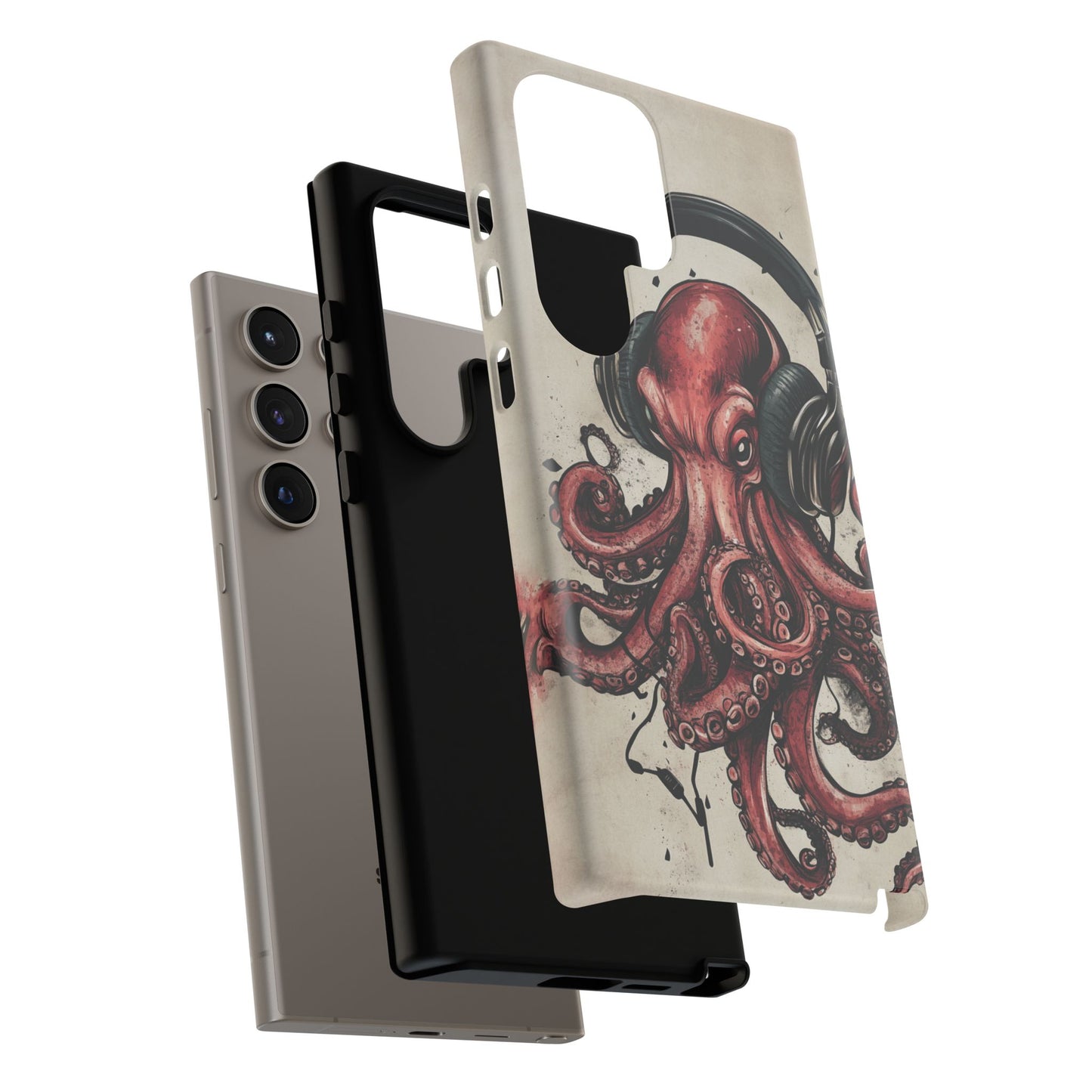 Retro Style Japanese Octopus Listening to Headphones Phone Cover