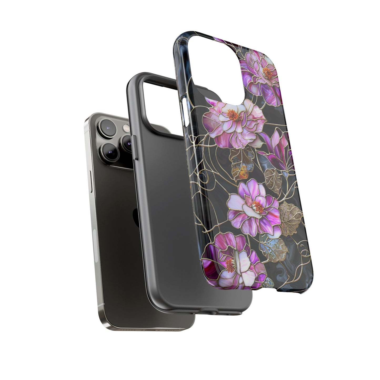 Magenta Color Floral Stained Glass Phone Case