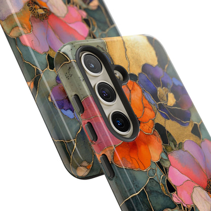 Stained Glass Phone Case Floral Aesthetic Gold Inlay Japanese Art Phone Case