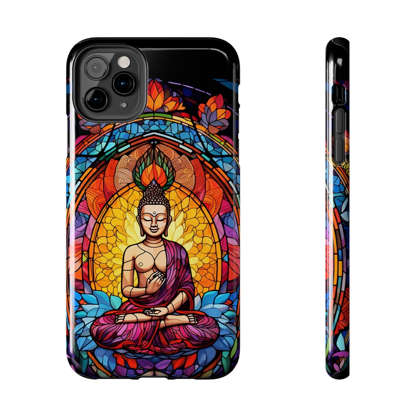 Stained Glass Magic iPhone Case: Psychedelic Tibet Buddha Mandala | iPhone 13 Case Mystical Tibetan Artistry