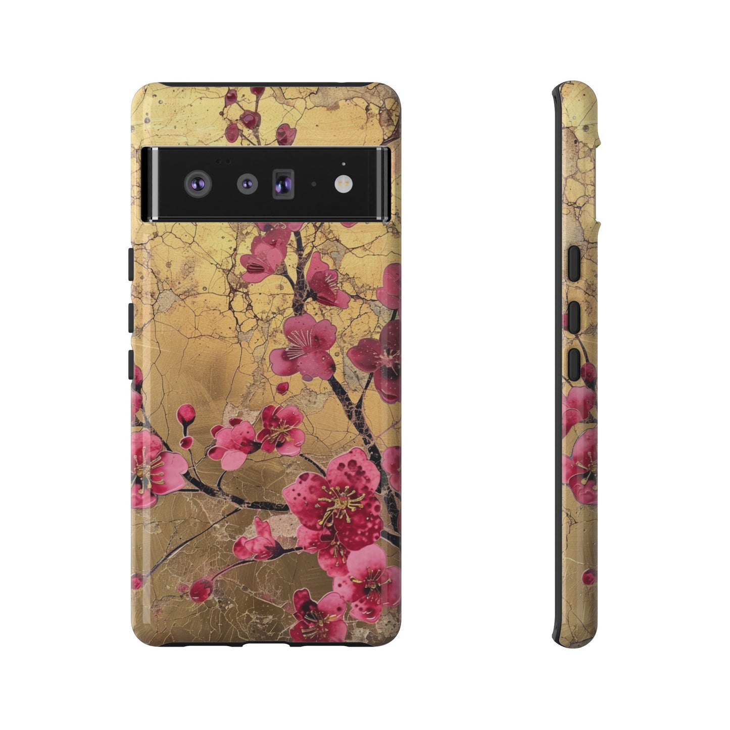 Pink Forget Me Nots Gold Floral Phone Case