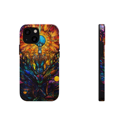 Stained Glass Tough iPhone Case | Trippy Psychedelic Colorful Flowers Floral Aesthetic Retro iPhone 14 Plus 13 12 7 8 Se Trendy Hippie Boho