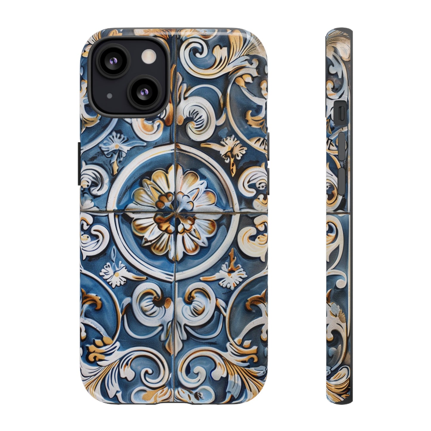 Azulejo Porcelain Blue & Creamy White Tile Mediterranean Design Phone Case